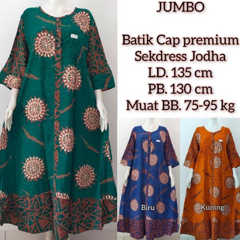 REKOMENDASI DASTER JODHA MAURA JUMBO LD.130 CM BATIK CETAK ASLI SOLO DASTER WANITA JUMBO TERBARU