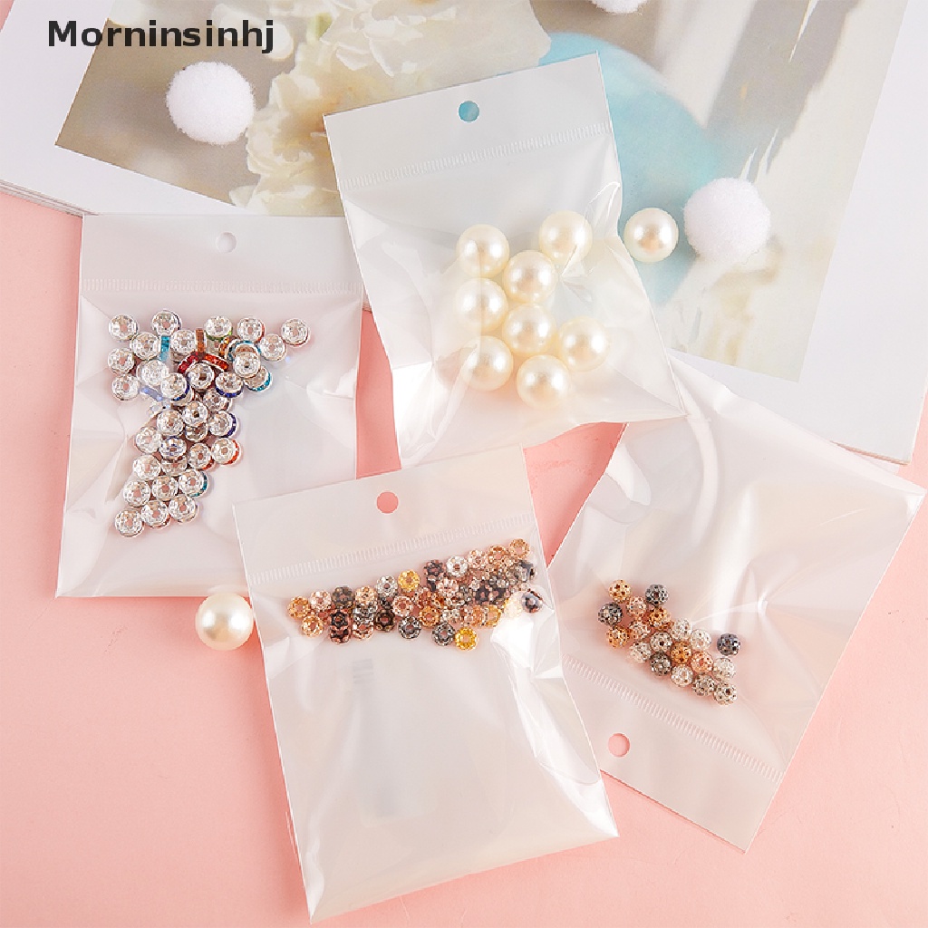 Mornin 50pcs Kantong Plastik Penyegelan Diri Resealable Cellophane Bag Putih Untuk Perhiasan DIY id