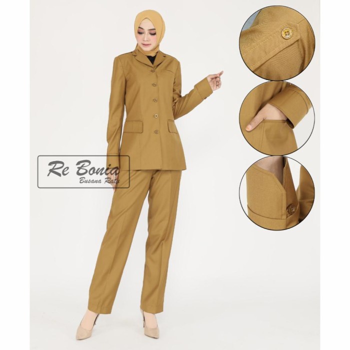 Setelan Seragam Pns Wanita Pdh Pemda Wanita Baju Dinas Pns Khaki Muda