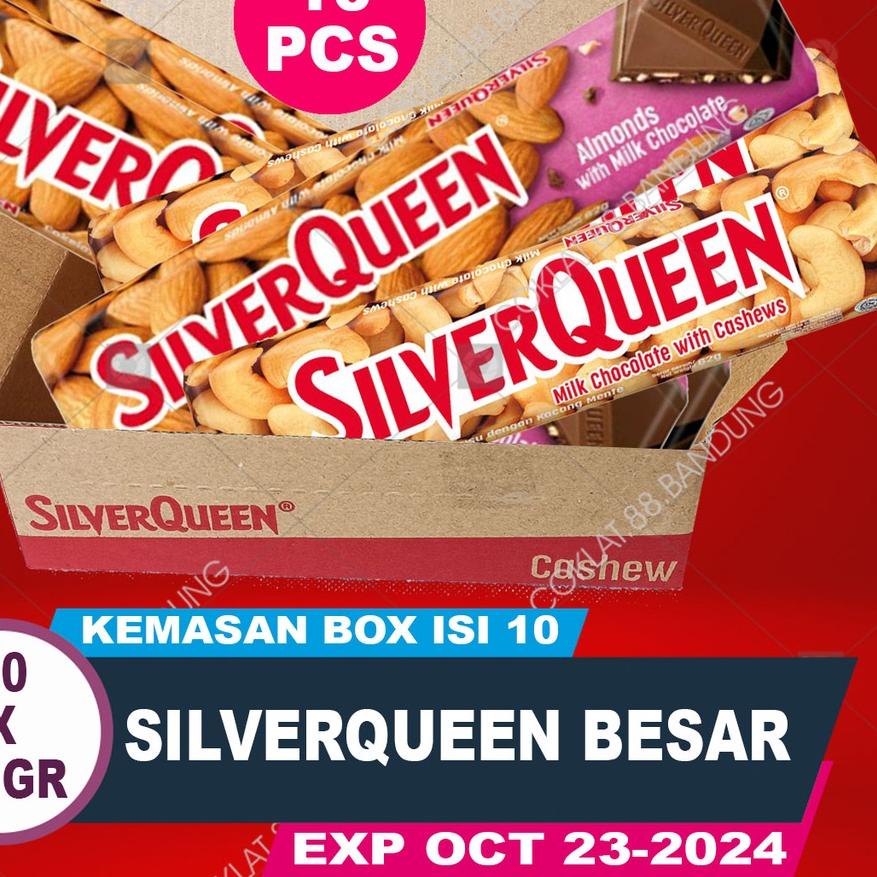 

♂ SILVERQUEEN 58gr 1 Box Isi 10 pcs EX 62 gr Cokelat Besar, Coklat SILVER QUEEN Buy 1 GET 1 10 Batang X 58 gr/gram Milk Chocolate Almond Cashew Mete Fruit Matcha Dark White 58 gram ☂