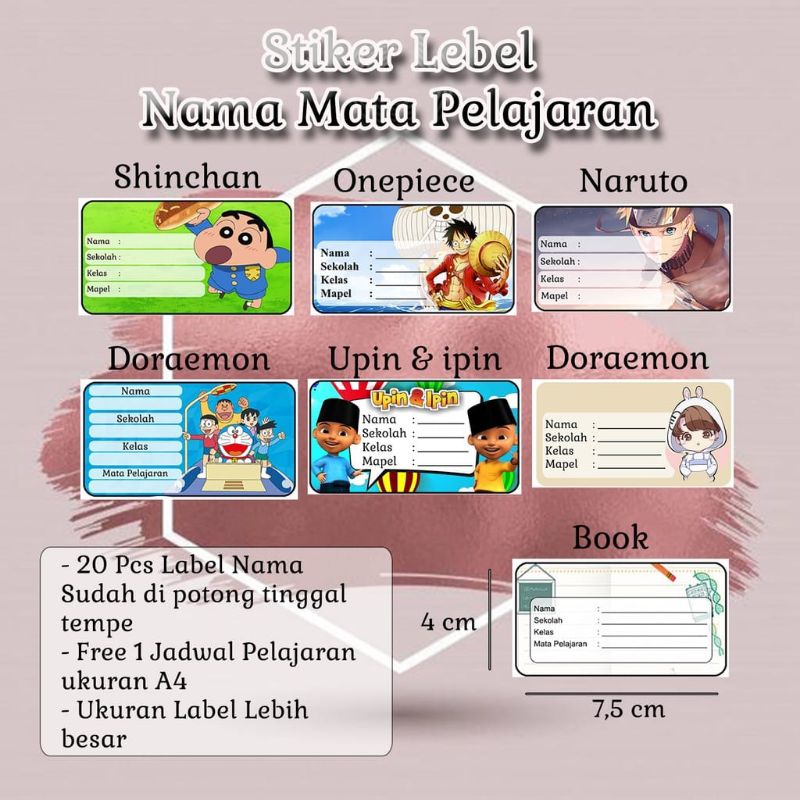 stiker lebel nama mata pelajaran free jadwal pelajaran