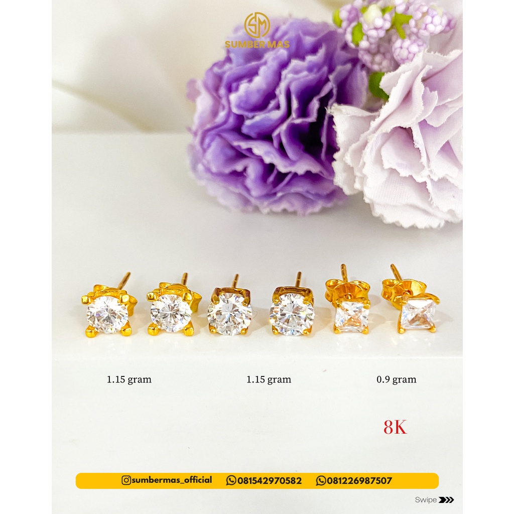 DIAMOND LOOK EARRINGS 8K - SUMBER MAS