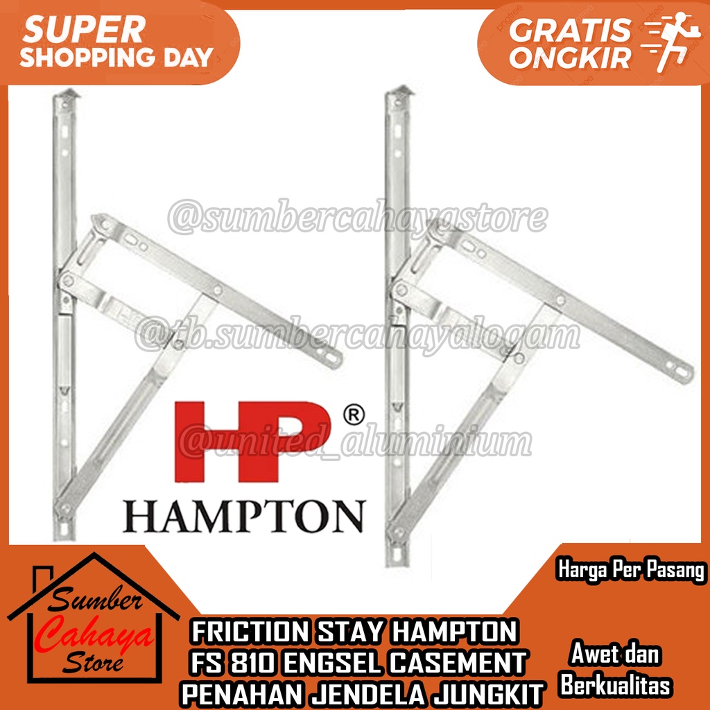 FRICTION STAY HAMPTON FS 810 ENGSEL CASEMENT 8” 10” 12” 14” 16” 20” 24” IN INCI INCH INCHI JENDELA E