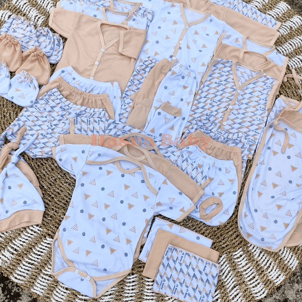 36Pcs, Paket Lahiran Setelan Baju Bayi Celana Bayi Baru Lahir seri coklat susu muda Baby Newborn Gift Set - Juragan Lebak