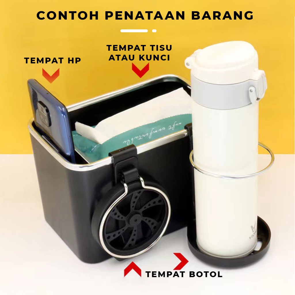 Tempat Tisu Mobil Kotak Tissue Serbaguna Storage Box Multifungsi Car Cup Holder Wadah Penyimpanan Handphone Gelas Botol Air Minum Rapi Anti Slip | GROSIRXPRESS