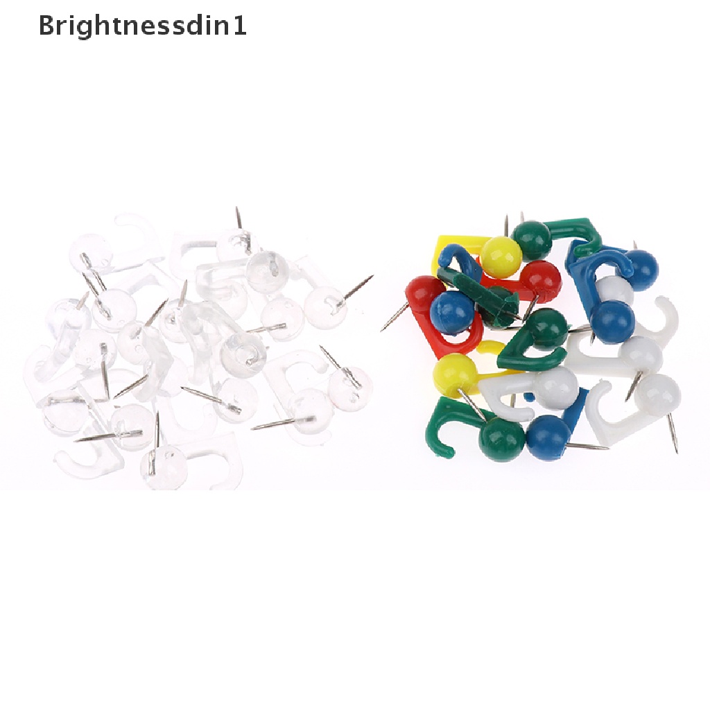 [Brightnessdin1] 50pcs/box Kepala Bulat Plastik Push Pin Hooks Hanging Kit Thumb Tacks Boutique