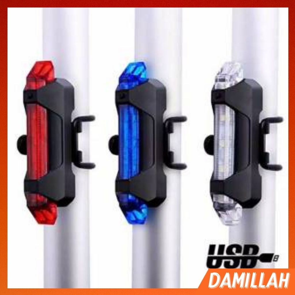 Sepeda Lampu Belakang USB Sepeda Lampu Belakang Lampu Belakang USB Sepeda Isi Ulang Berwarna-warni L