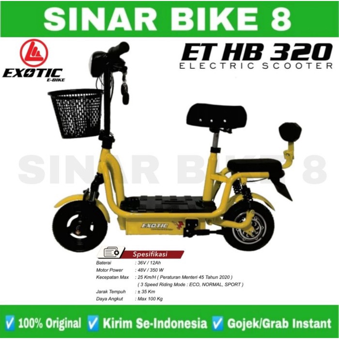 Sepeda Skuter Listrik EXOTIC ET-HB - 320 || Electric Scooter Exotic