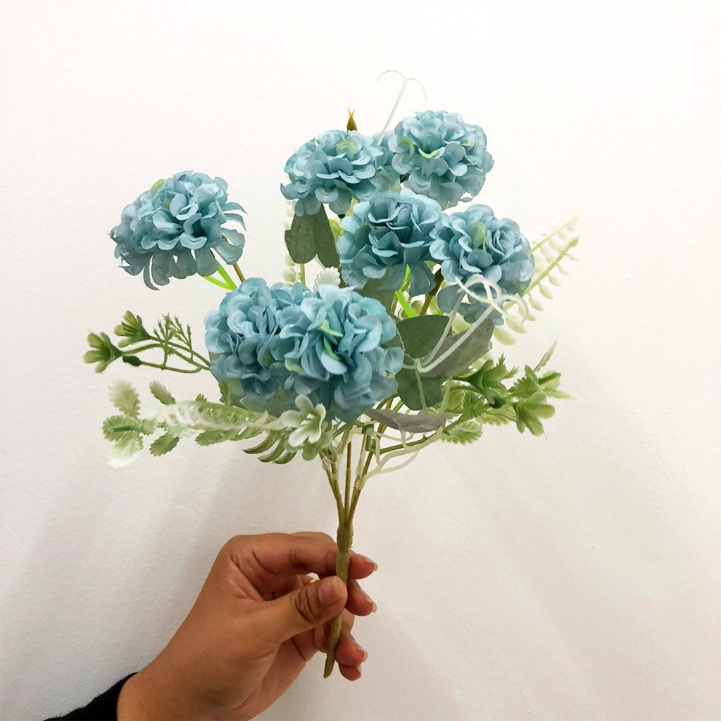 Bunga Hydrangea Hias Bunga Tangkai Buket Plastik Ornamen Pajangan Dekorasi Rumah Artificial Flower Satu7an PBP145