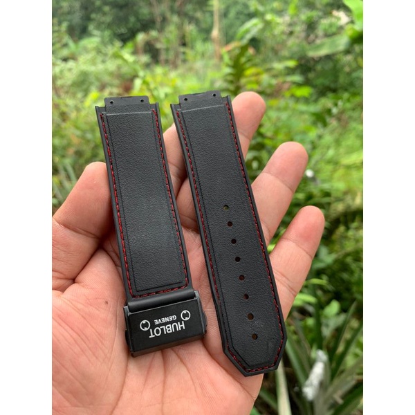 Strap Tali jam tangan Hublot rubber list merah include buckle 24MM