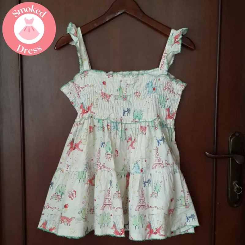 Atasan tunik smocked sleeveless anak 10-12 thn preloved