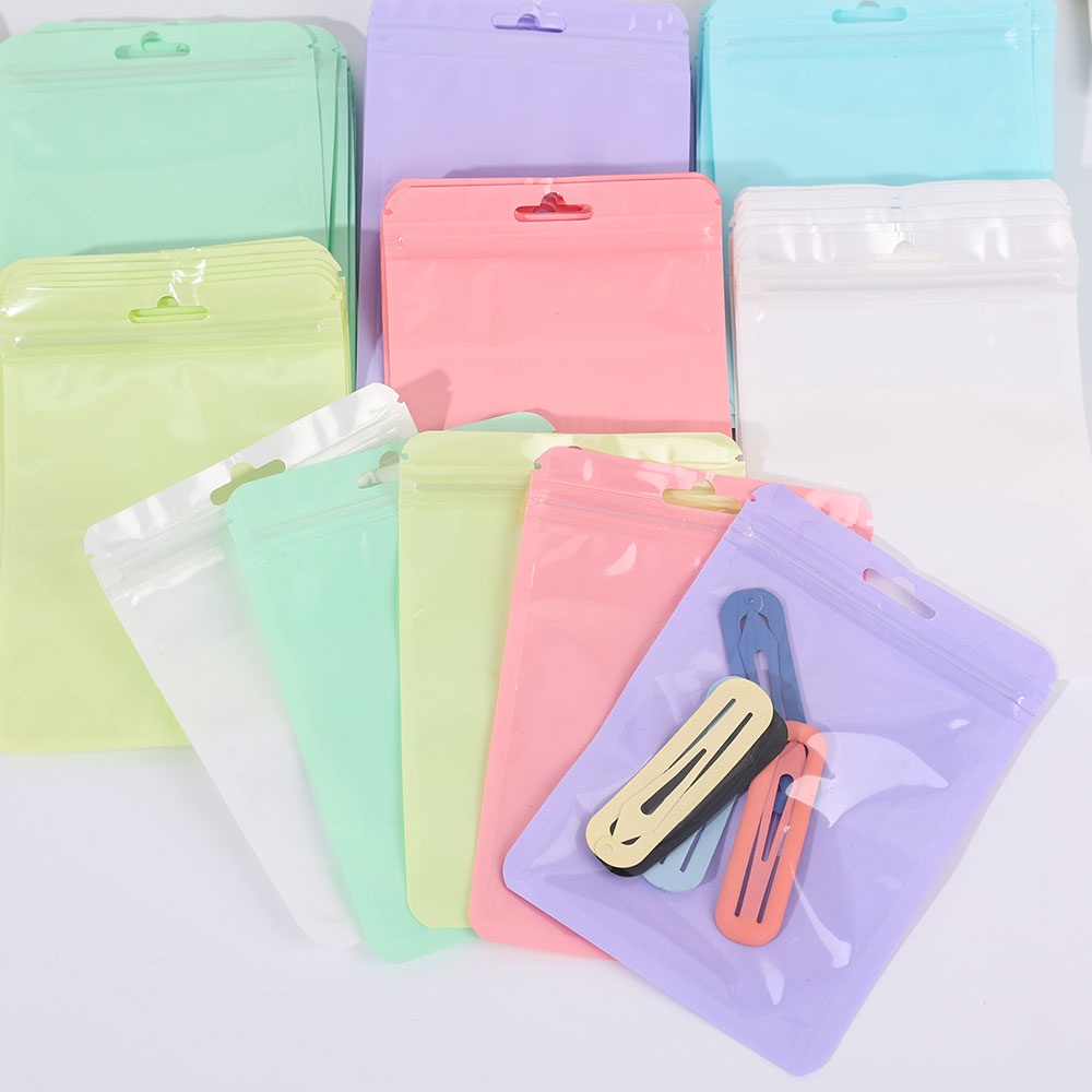 10Pcs / Pack Reusable Jewelry Storage Bag Small Plastic Card Packaging Bag Self-sealing Clear Jewelry Storage Bag Iridescent Mini Portable Transparent Bag With Hang Hole