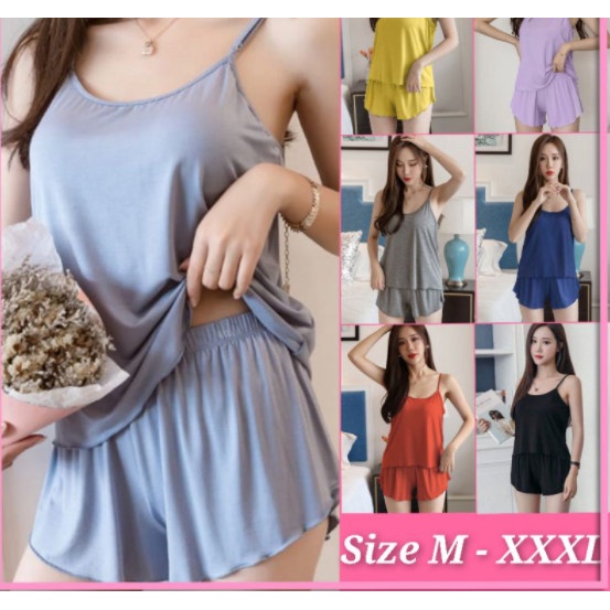 Baju TIdur Wanita Import Murah Korea Style Camisole Celana Piyama Sexy