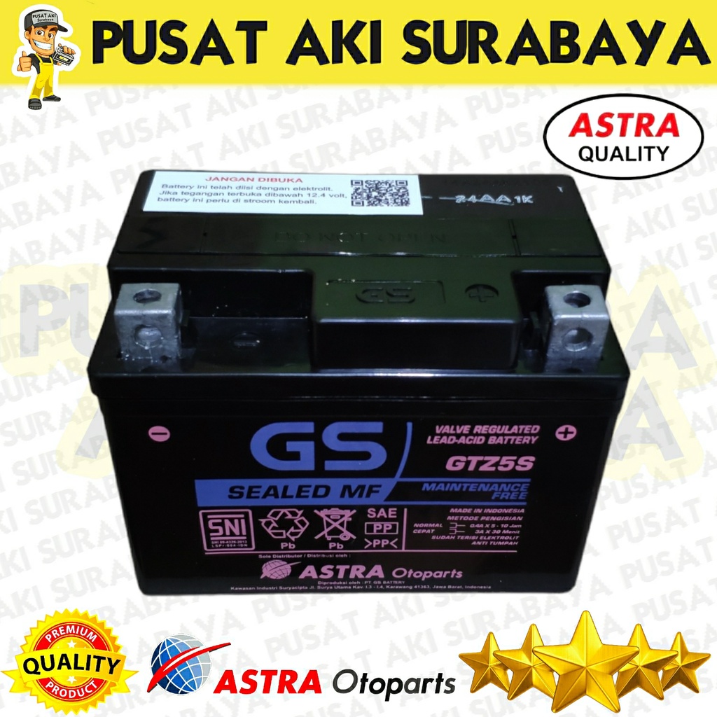 GARANSI ASLI AKI GS ASTRA GTZ5S 12 VOLT HONDA BEAT SPACY CS 1 DTZ5S YTZ4V MTZ5S YTZ5S NEW JUPITER KARISMA LEXAM 125