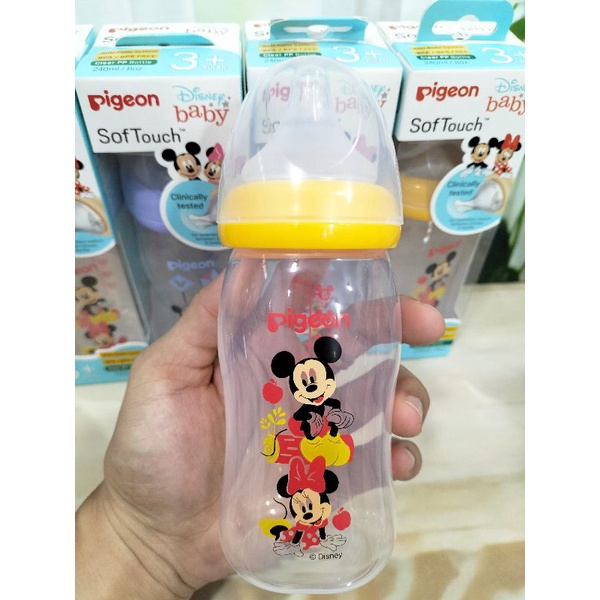 Botol Pigeon ORI Disney Baby SoftTouch  System Wide Neck BPA Free 240Ml/160Ml