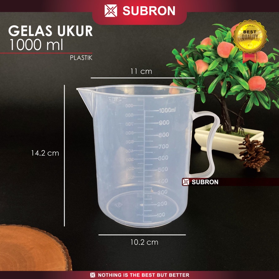 Gelas Ukur 1000 ml Plastik Garis Takar Ukur 1 Liter - SUBRON