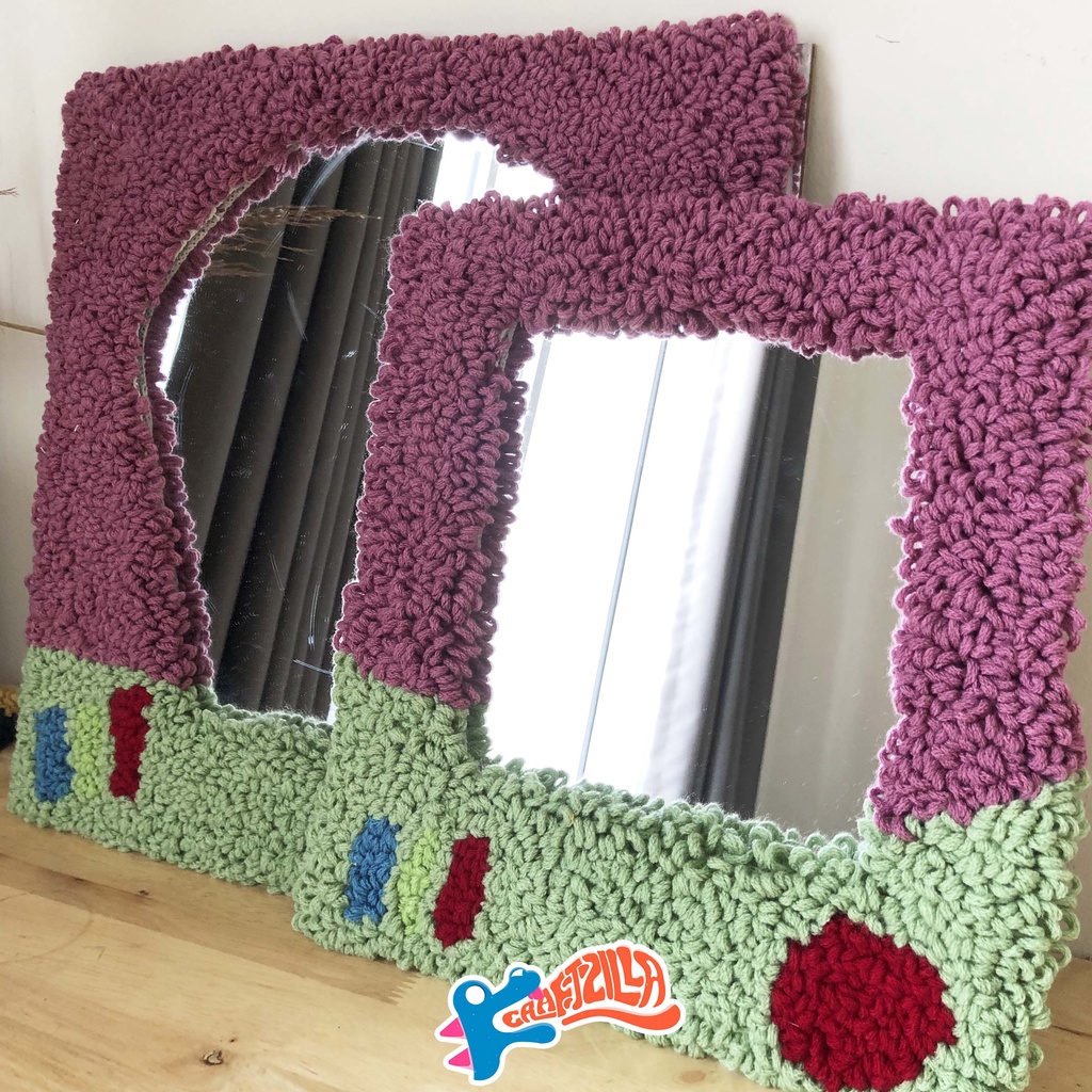 [craftzilla] Buzz Mini punch needle mirror / tufted mirror  ( cermin kaca aesthetic )