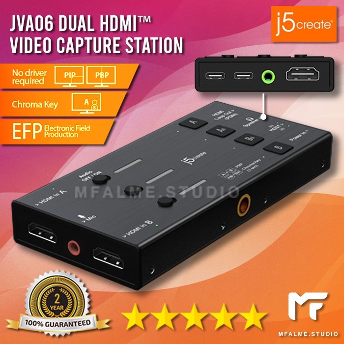 Best Seller J5Create Jva06 Dual Hdmi Video Game Capture Station Garansi Resmi 2Th