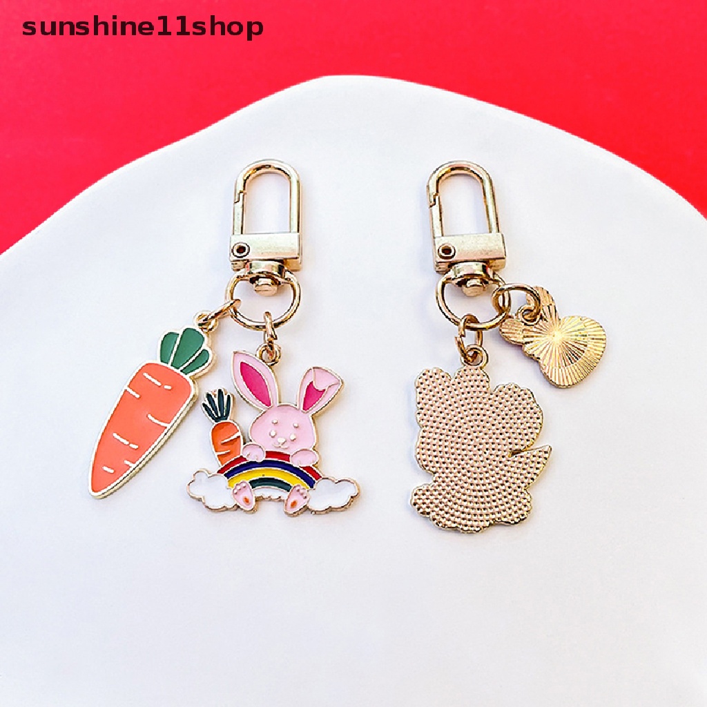 Sho Gantungan Kunci Hewan Lucu Kelinci Key Ring Enamel Gantungan Kunci Untuk Wanita Pria Penutup Headphone Keyring Hadiah N