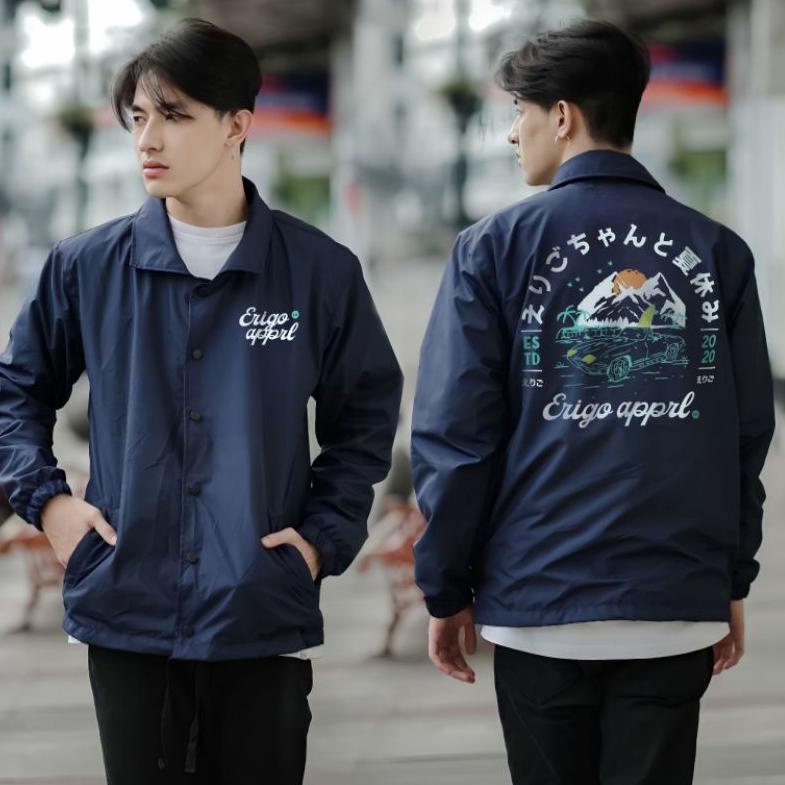 Trend Terkini  [Gratis Mini Gold] Jacket Parasut Pria Fujinkai Jaket Coach Erigo Motif Sablon Kerah 