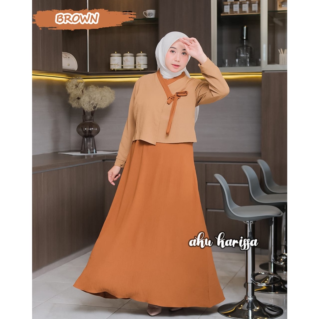 Gamis HARUKA AKU KARISSA cringkle premium dan monalisa mix wolfis syari  hanbook baju wanita muslim kiyowo korean style