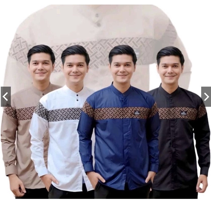 Baju Koko Pria Dewasa Lengan Panjang Motif Kobata Kombinasi Batik Terbaru,