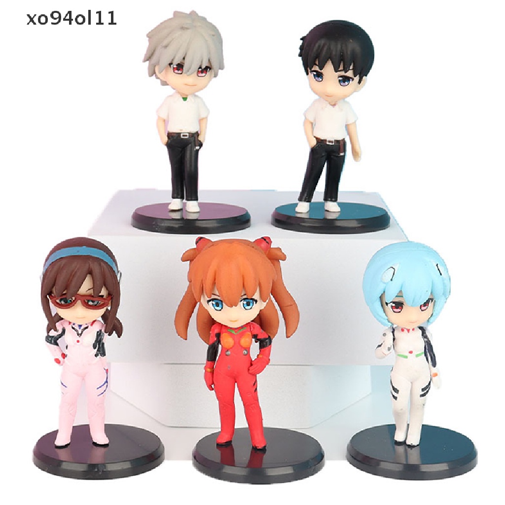 Xo 5Pcs/set Lucu Q Versi Eva Anime Figure Neon Genesis Evangelion Ayanami Rei Figure Boneka Asuka Langley Soryu Ornamen Mobil Dekorasi Fans Hadiah OL