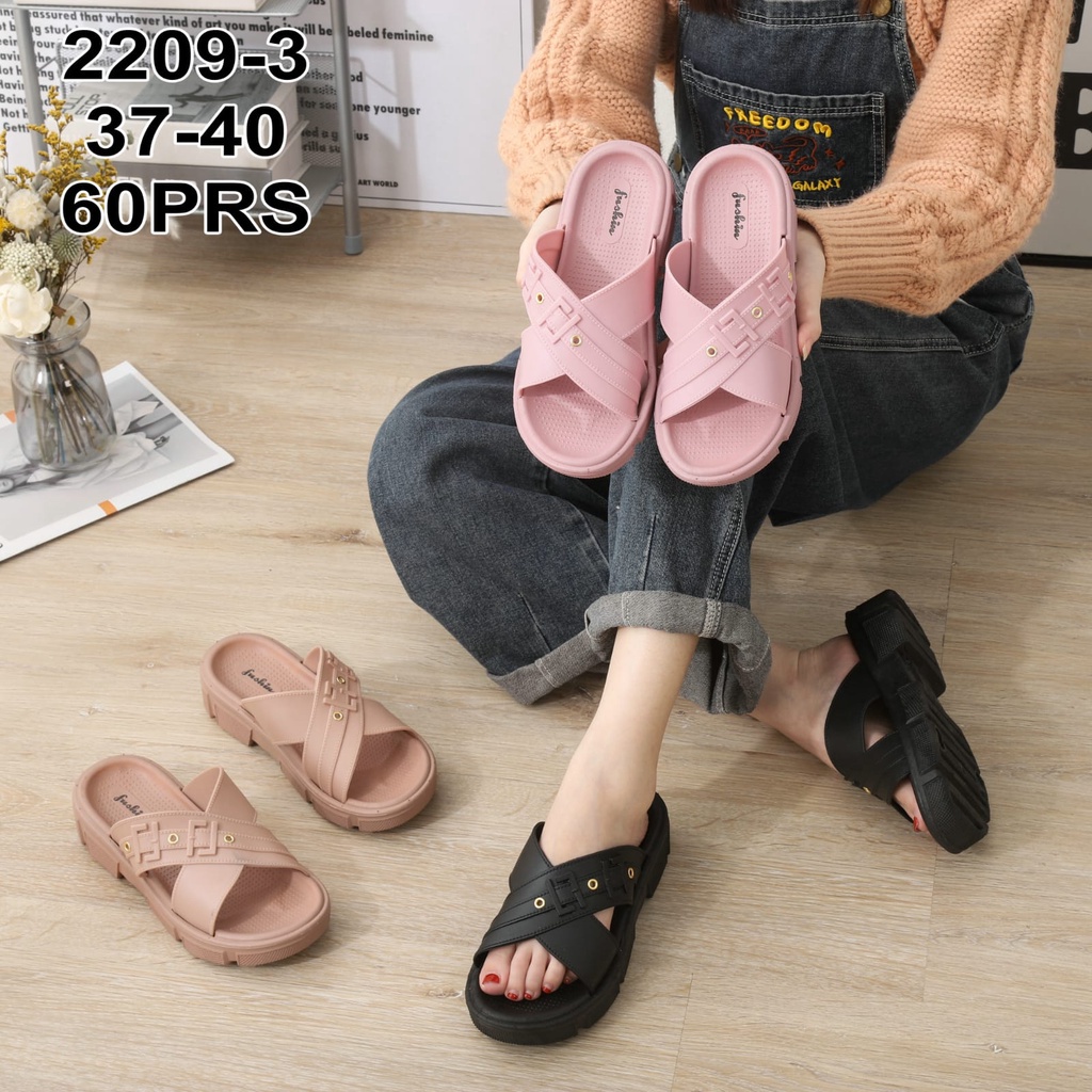 Sandal Wanita Rubber Import Silang Ring &amp; Ban 2 Bantal Sol Tebal Winola Collection WNL 2209-3/2209-1