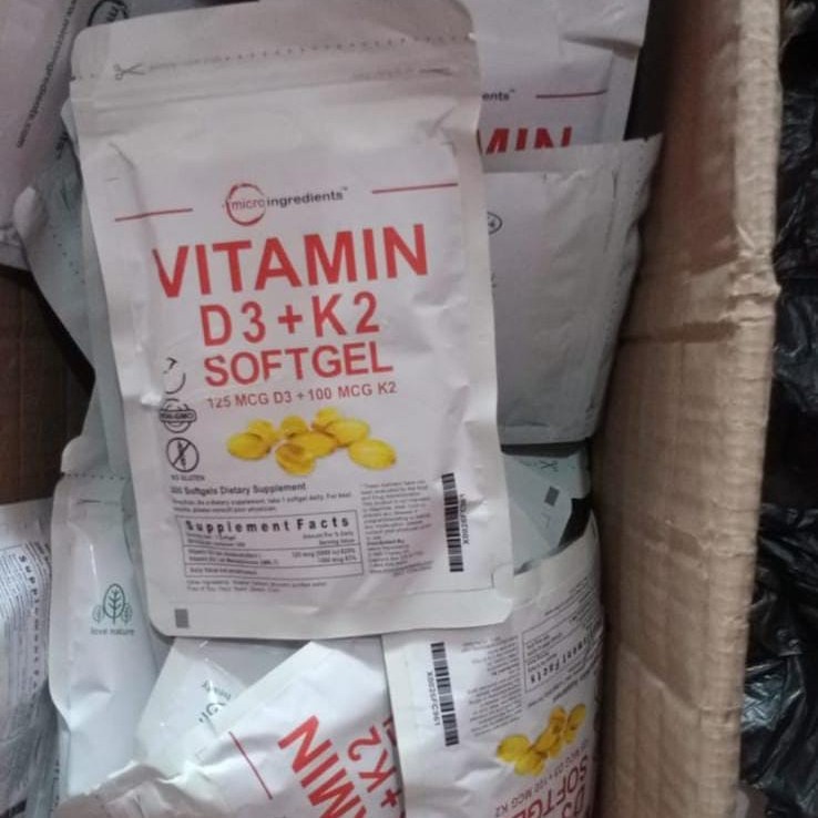 Suplemen Vitamin D3 + K2 5000 IU dalam 300 Softgel untuk Kesehatan Tulang dan Imunitas