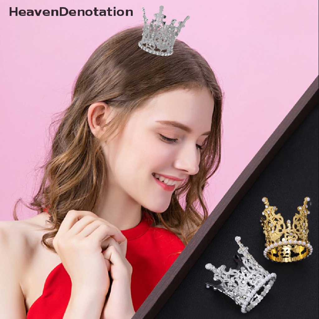 [HeavenDenotation] 1pc Mini Mahkota Putri Tiara Romantis Mutiara Garland Anak Hiasan Rambut Dekorasi Pernikahan Perhiasan Rambut HDV