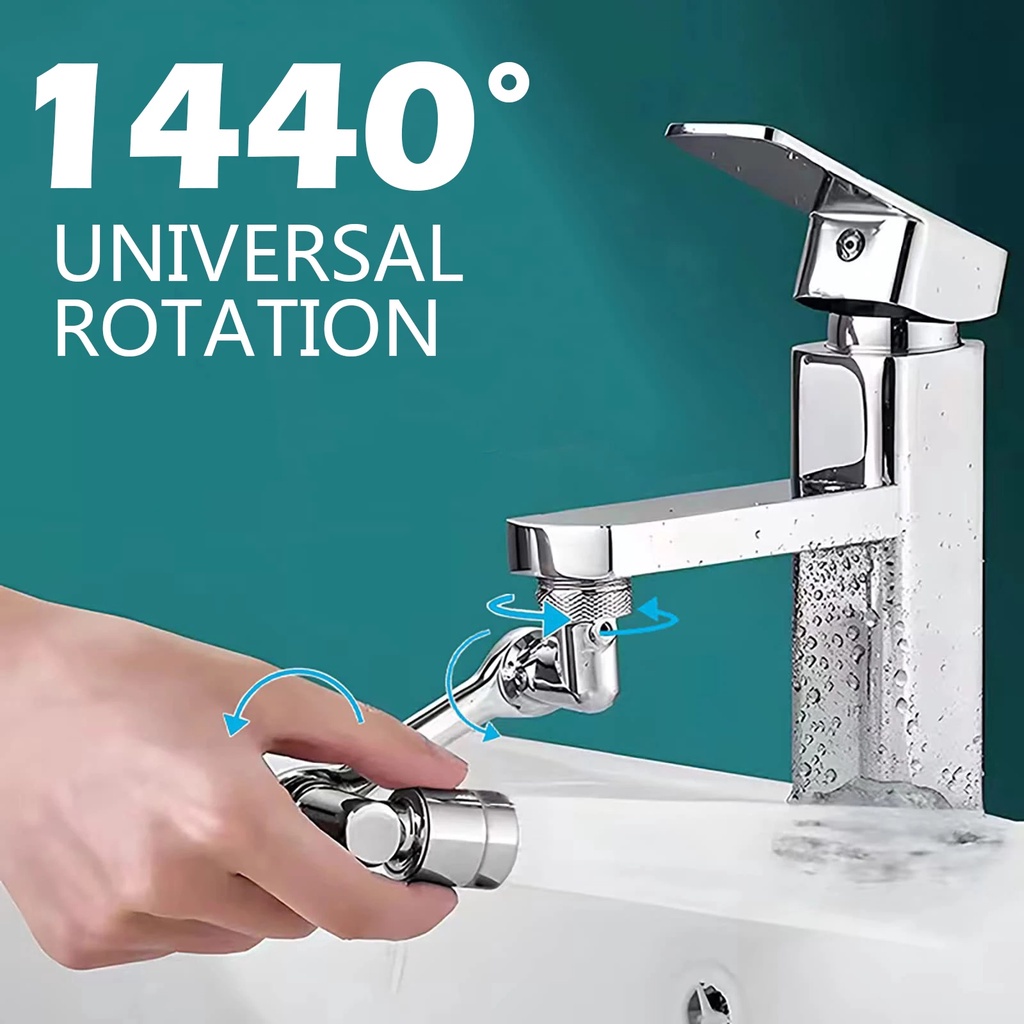 1440° Rotatable Filter Faucet Splash-proof Faucet Sprayer Head Fitting Keran Air Mudah Dipasang Tahan Lama Outlet Air Ekstensi Moncong Untuk Wastafel Wastafel Wastafel Dapur