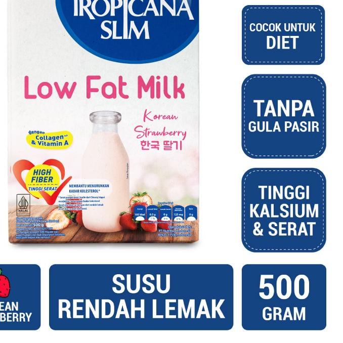 

► Tropicana Slim Low Fat Milk Korean Strawberry 500 gram – Susu dengan Kolagen ✩