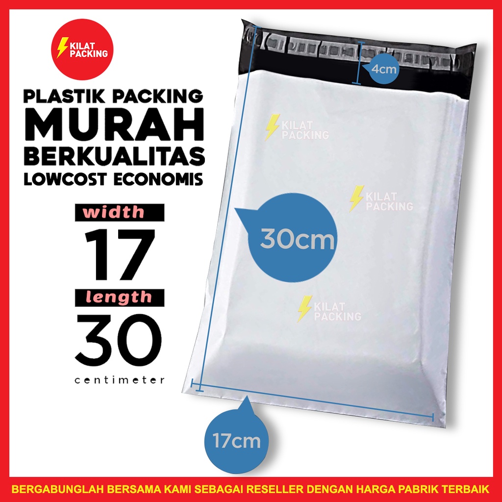 

Polymailer Low Cost Amplop Packaging Olshop Ekonomis Putih 17x30cm