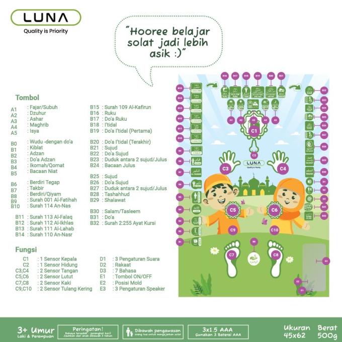 Luna E Sajadah / Sajadah Elektronik Edukasi Belajar Anak Sholat