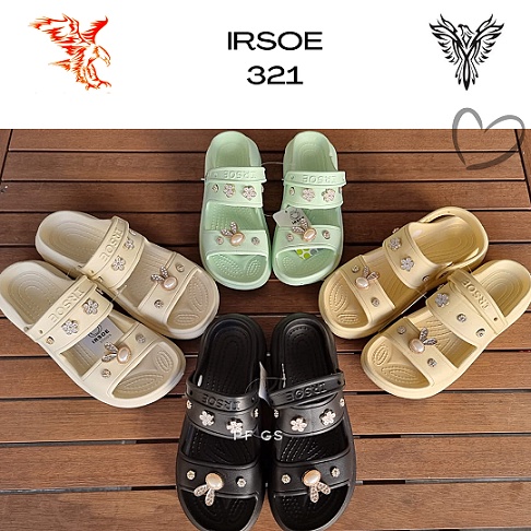 Sandal Selop Wanita IRSOE 321 Ban 2 Wedges PhyLon EVA Jibbitz Kelinci Bunga 36-40