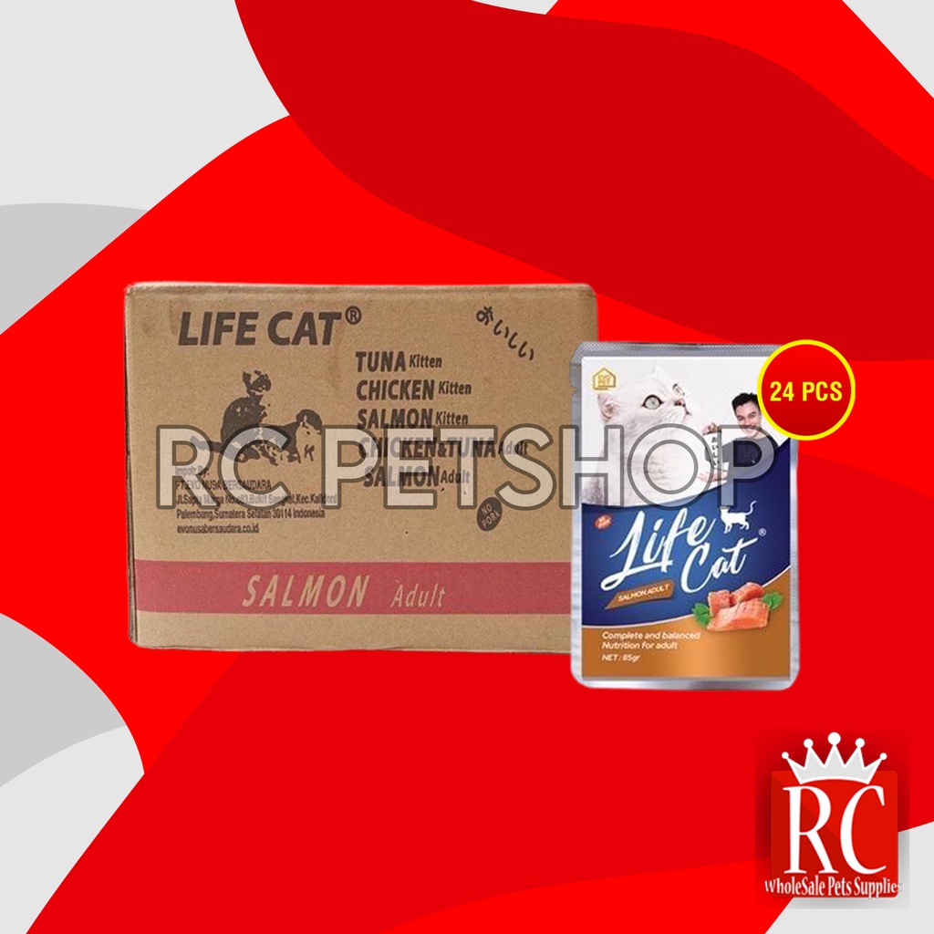 Makanan Basah Kucing Life Cat Sachet Pouch Grosir Dus isi 24 PCS 85 GR