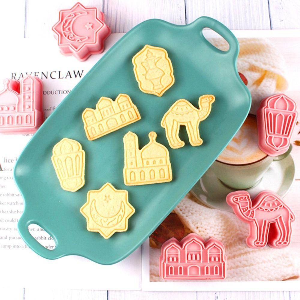 Solighter 6pcs/set Cetakan Kue Fondant Makanan Eid Mubarak Islam Muslim Festival Cookie Cutter