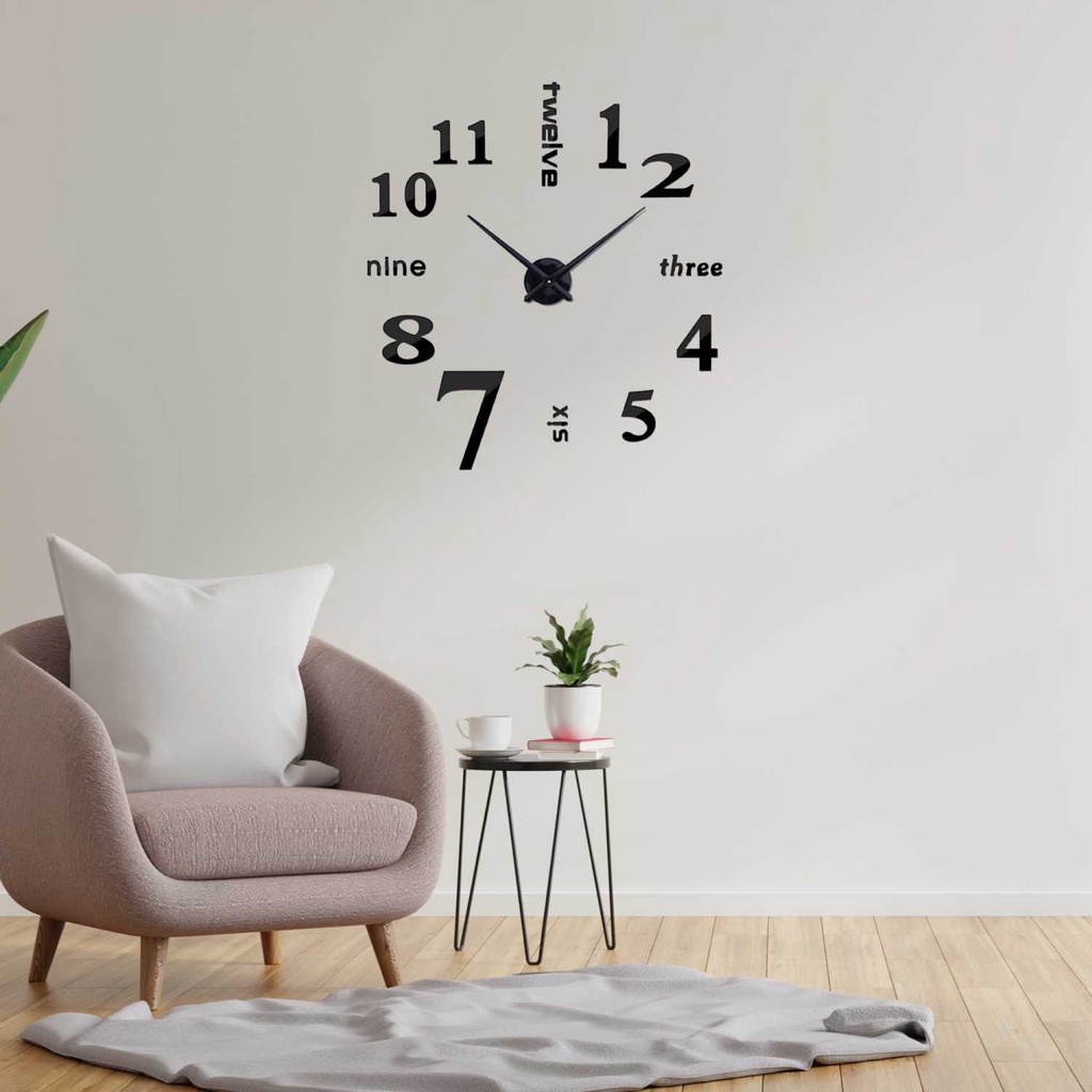 (BISA COD) FTIHSHP Jam Dinding DIY Giant Wall Clock 50-60cm Model English Word - DIY-10