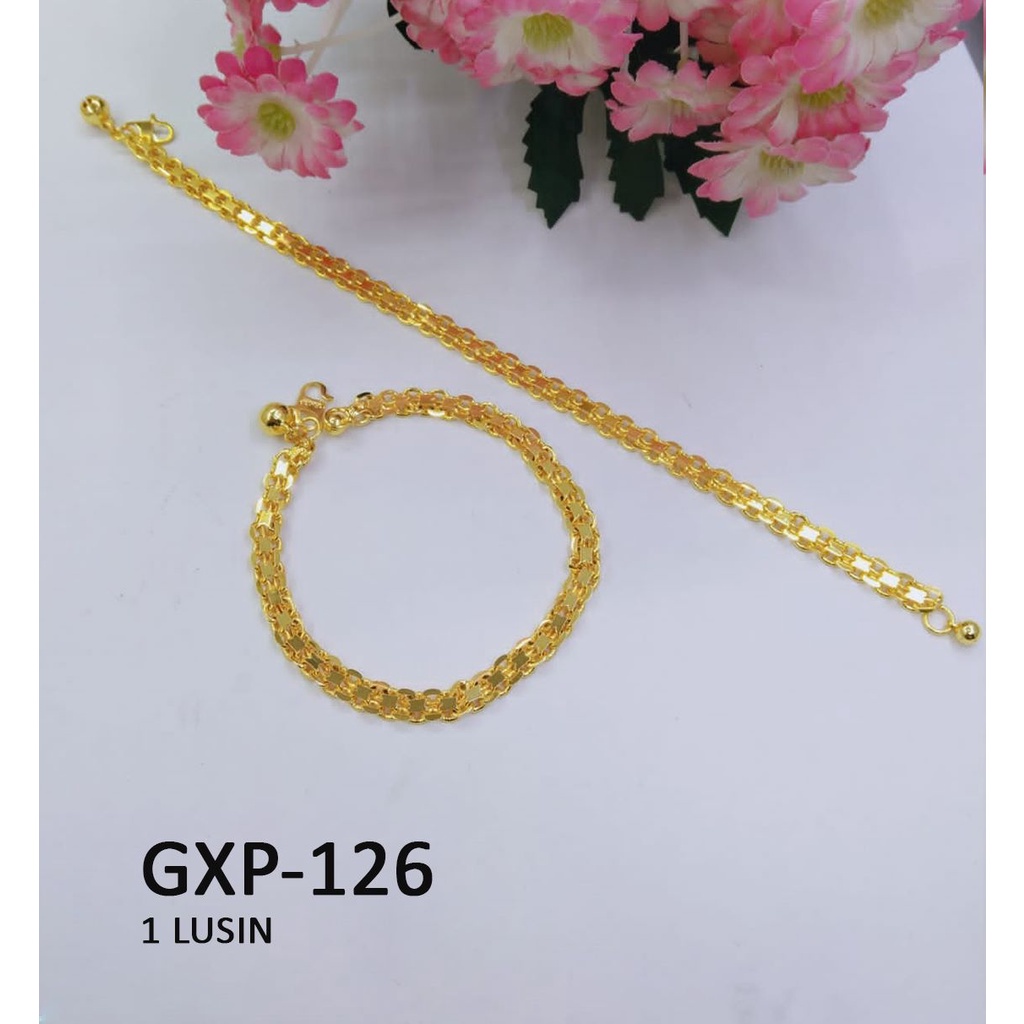 [1 LUSIN ISI 12] GELANG XP RANTAI PIPIH EMAS GOLD POLOS TERMURAH / DUNIA GELANG TERBARU