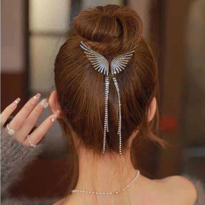 Korea Mutiara Berlian Imitasi Jumbai Jepit Rambut Fashion Logam Ponytail Hair Clip Wanita Aksesoris Rambut