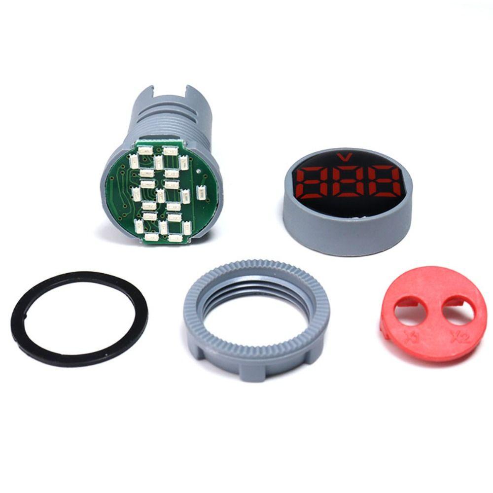 [Elegan] Voltmeter AC 12-500V Digital Pilot Lamp Panel Bulat Indikator Display Monitor Power