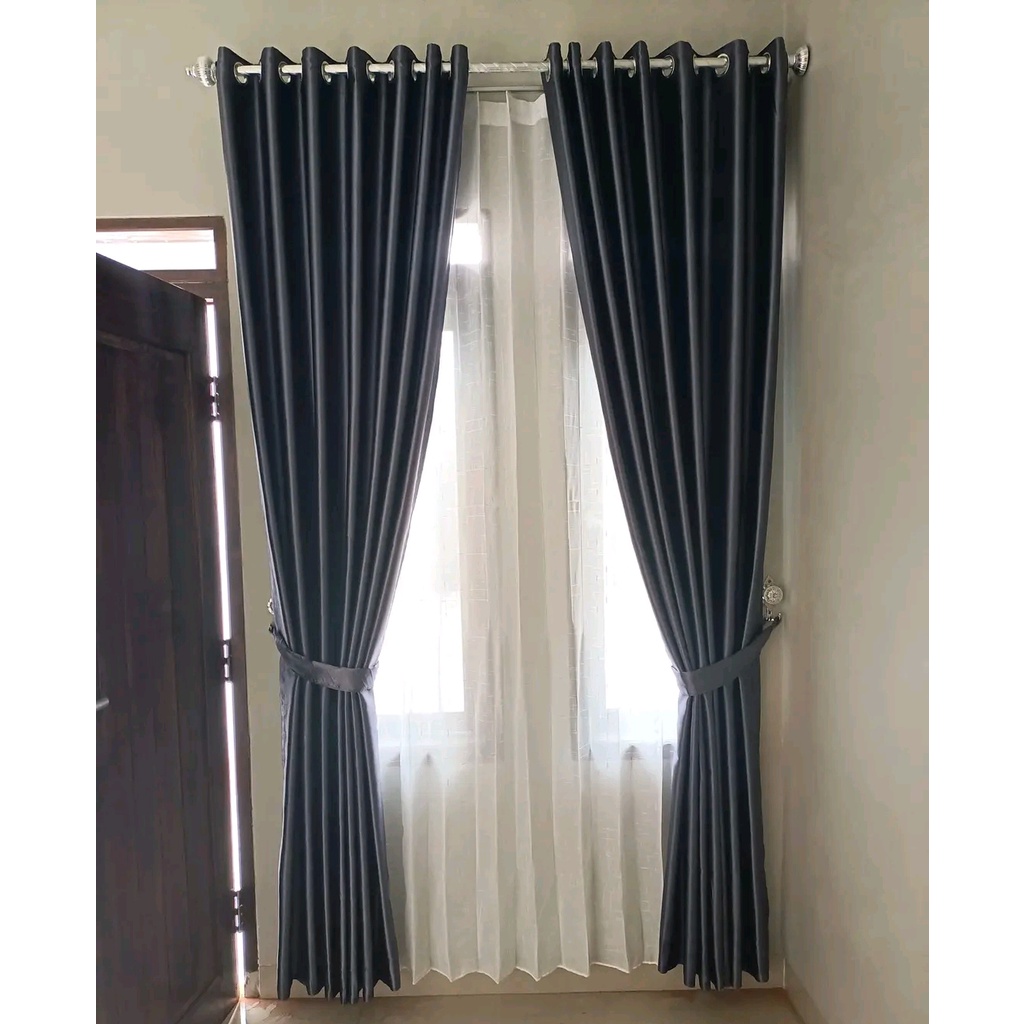 Gorden Blackout Polos Model Ring Semokring Bulat & Bahan Import Tebal untuk Jendela & Pintu Minimali