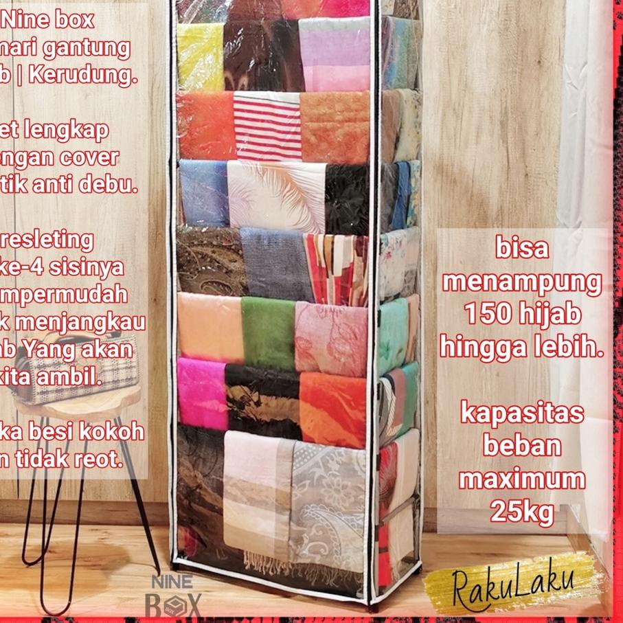 ➼ Nine box lemari hijab rangka besi pakai cover plastik/rak hijab cover plastik ☄