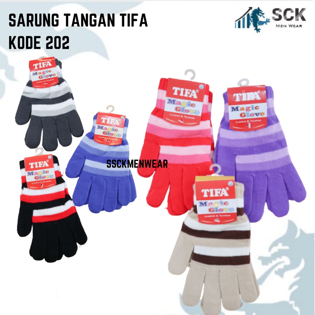 Sarung Tangan TIFA 202 Strip WARNA Polos TIFA STRIP 202 / Kaos Tangan Cewek Perempuan Dewasa Wanita / Perlengkapan Otomotif - sckmenwear GROSIR