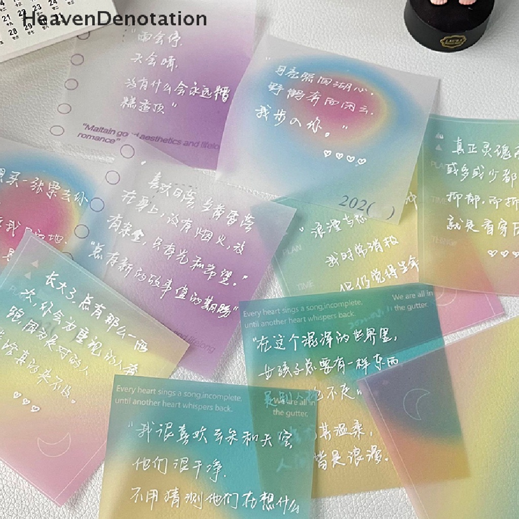 [HeavenDenotation] 50pcs Lucu Novelty Gradient Color Transparan Lengket Indeks Tab Penanda Halaman Bookmark Stiker Untuk Perlengkapan Kantor Sekolah Alat Tulis HDV