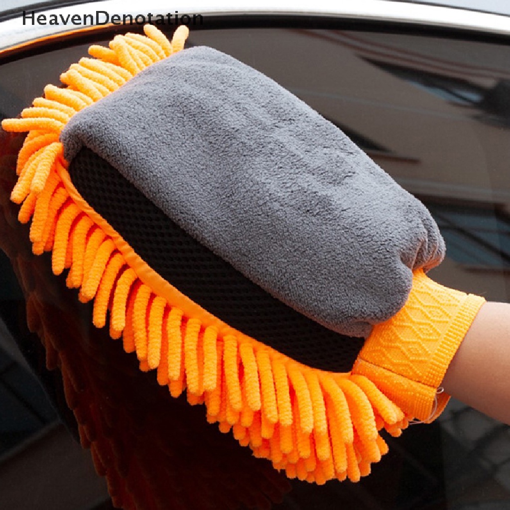 [HeavenDenotation] Cuci Mobil Microfiber Chenille Sarung Tangan Tahan Air Tebal Car Cleaning Mitt Wax Detailing Brush Auto Care Double-faced Glove Cleaning Supplies HDV