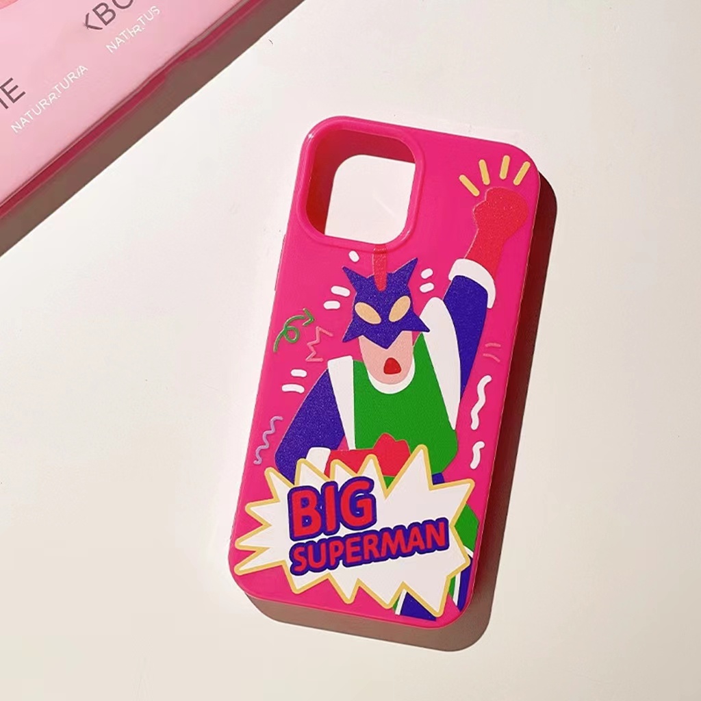 IPHONE Ins Pola Superman Dinamis Cocok Untuk Iphone14 14pro 14plus 13 13mini 13pro 13prm iPhone12 7Plus 8Plus Xr XS 13 12mini Pro Max Empat Sudut Casing Ponsel Tahan Guncangan