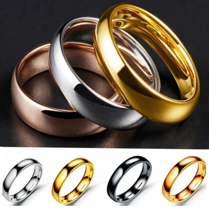 Wanita Fashion Sederhana Cincin Geometri Perhiasan Busur Halus Cincin Tiga Warna Aksesoris Kreatif Stainless Steel niche Kepribadian Jari