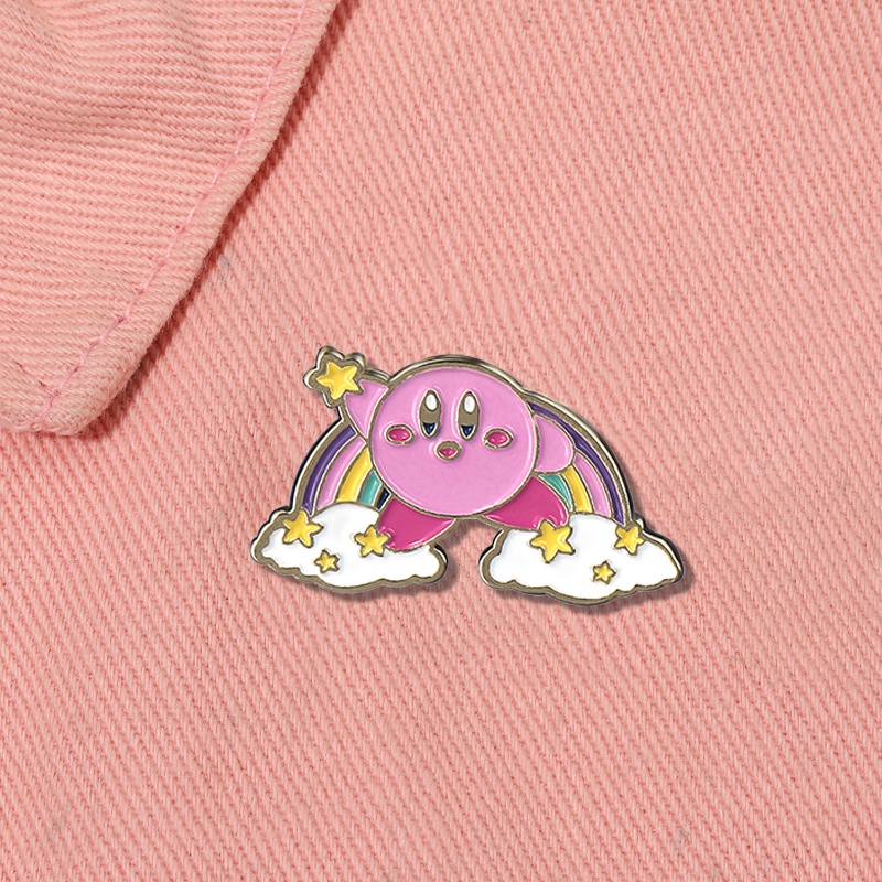 Jepang Anime Kirby Enamel Pin Magic Rainbow Bintang Logam Bros Lencana Kerah Lapel Pin Fashion Kartun Perhiasan Hadiah Untuk Penggemar