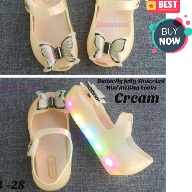➾ Sepatu Anak Perempuan Jelly Shoes Led Mini Mellisa Looks Flat Shoes Nyala ◄